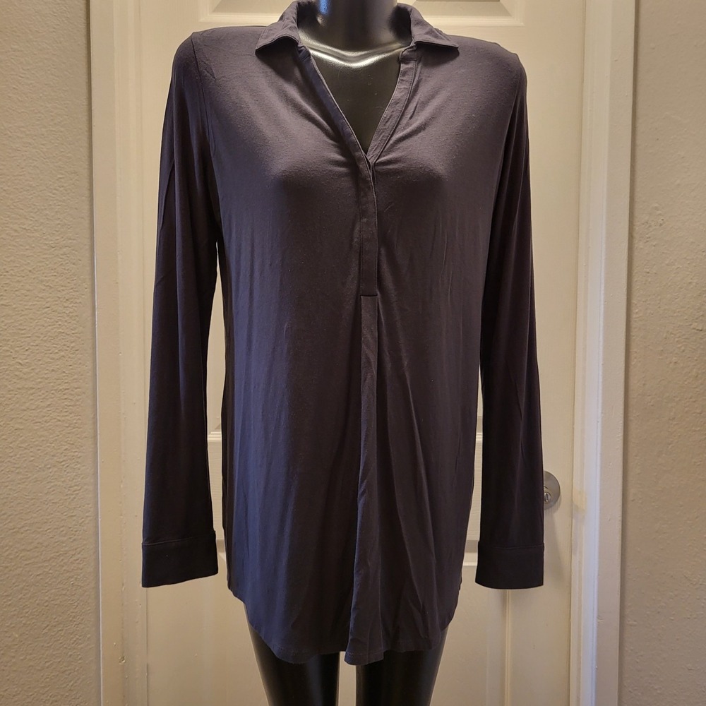 J. Jill Women's Size Small V Neck Long Sleeve Stretch Dark Gray-Great Condition!